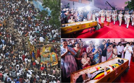 72 குண்டுகள் முழங்க அரசு மரியாதையுடன் விஜயகாந்த் உடல் நல்லடக்கம்