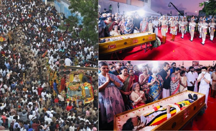 72 குண்டுகள் முழங்க அரசு மரியாதையுடன் விஜயகாந்த் உடல் நல்லடக்கம்