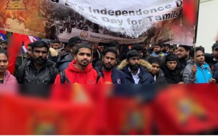 'இலங்கையை சர்வதேச நீதிமன்றில் நிறுத்த வேண்டும்': பிரித்தானியாவில் புலம்பெயர் தமிழர்கள் போராட்டம்